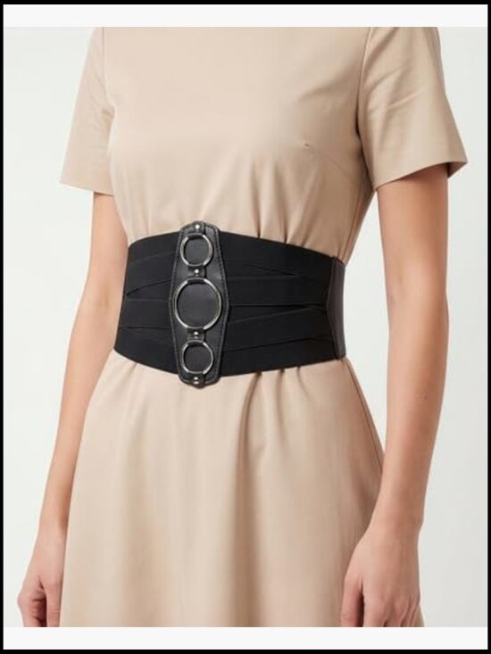 7 Inch Wide Lattice Corset Waspie Elastic Waist Belt main image 5